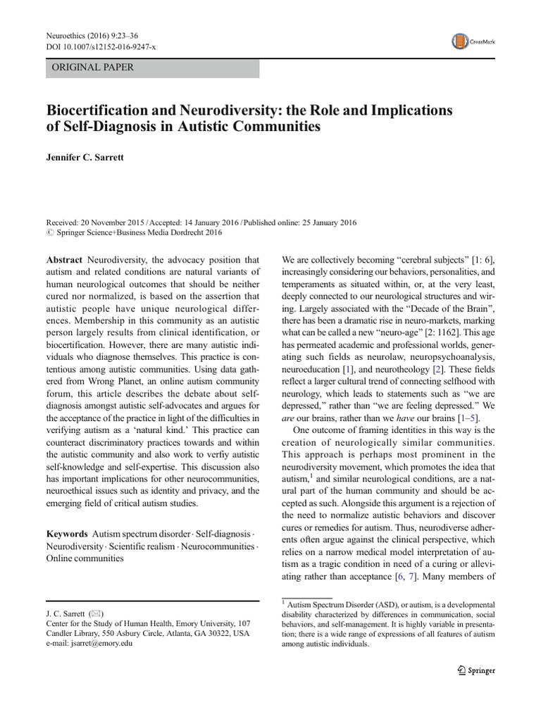 Sarrett 2016 - Biocertification and Neurodiversity-The Role and ...