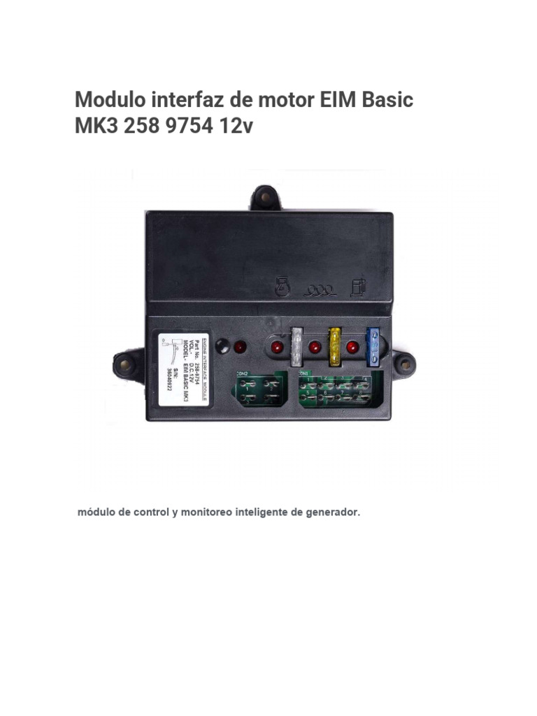 Módulo Interfaz Motor EIM 12V/24V | PDF | Relé | Diodo emisor de luz