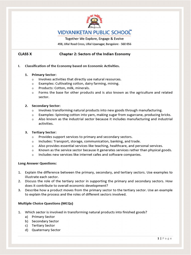 Class X: Chapter 2: Sectors of The Indian Economy | PDF | Employment ...