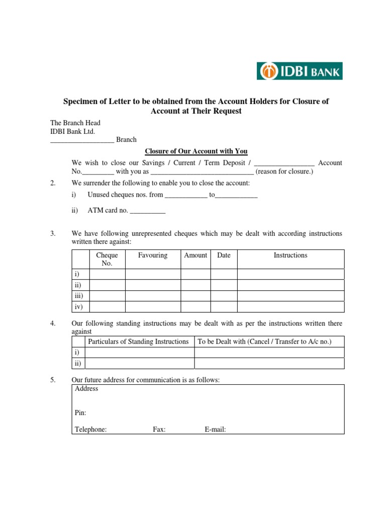 Account Closure Form