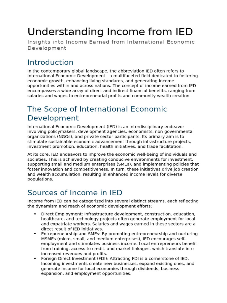 Understanding Income From IED | PDF | Entrepreneurship | Income