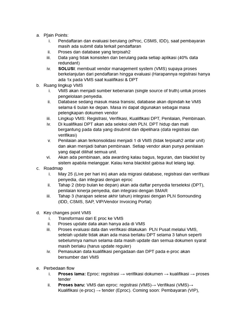 Sistem Manajemen Vendor PLN (VMS) | PDF