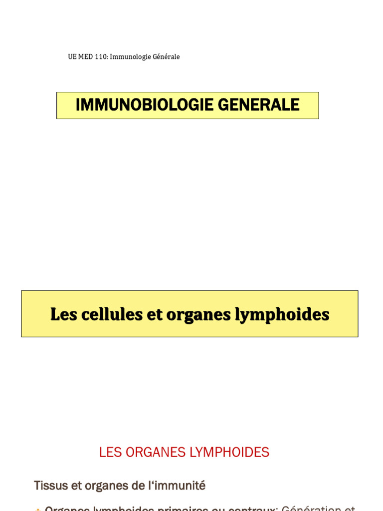 Organes et cellules de l'immunité | PDF | Lymphocyte | Système immunitaire
