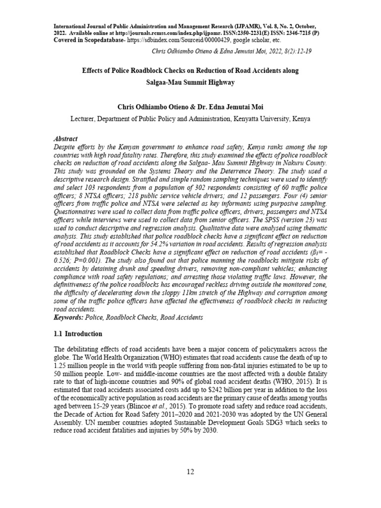 Police Roadblock Impact on Highway Safety | PDF | Errors And Residuals ...