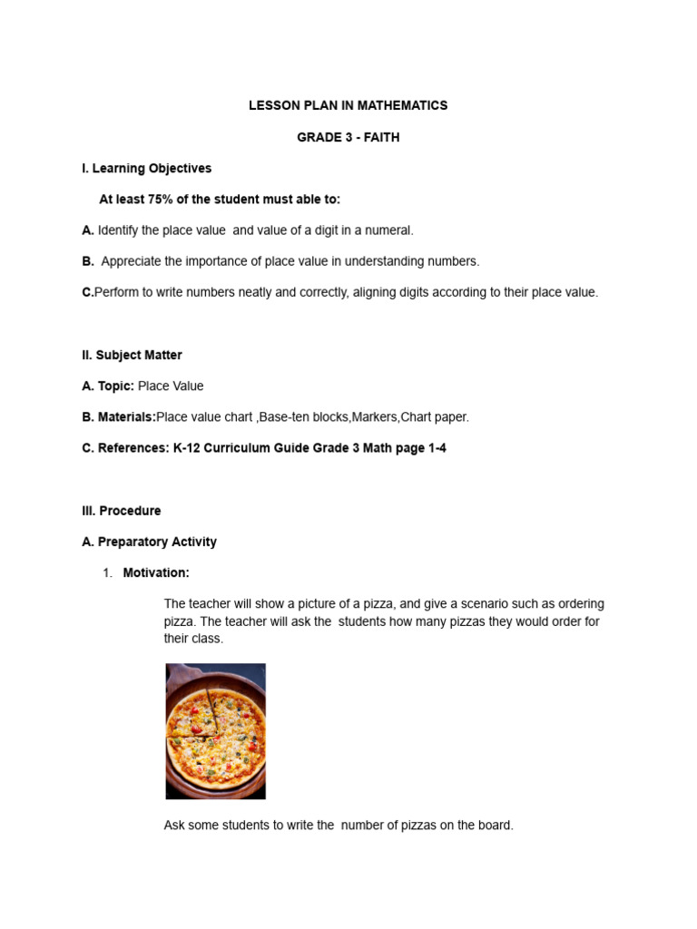 Lesson Plan in Mathematics | PDF | Lesson Plan | Mathematics