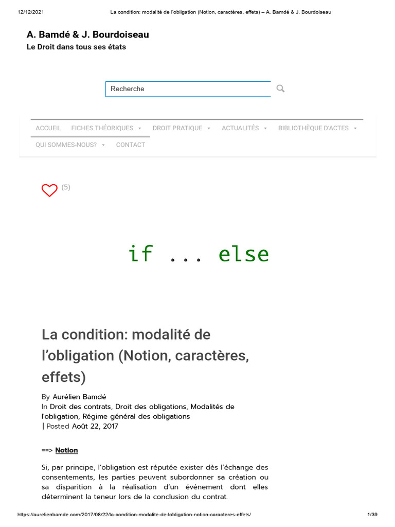 Différence entre condition et modalité | PDF | Droit des obligations ...