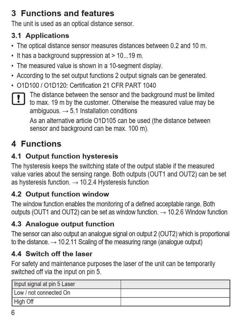 IFM O1D100 Optical Sensor Manual | PDF