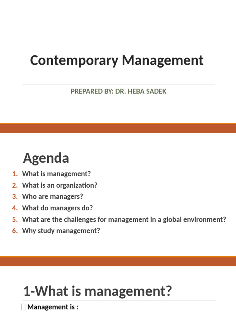 Contemporary Management 1st Lecture | PDF | Crisis Management | Goal
