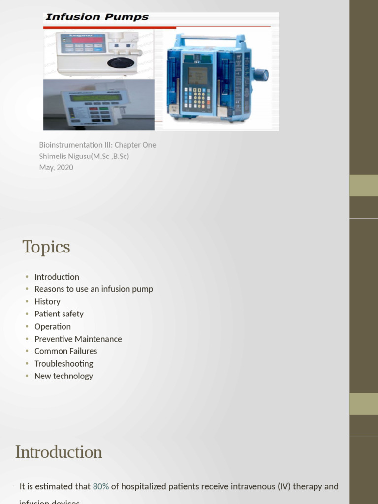 Lecture - 4 & 5 Infusion Pumps-1 | PDF | Intravenous Therapy | Pump