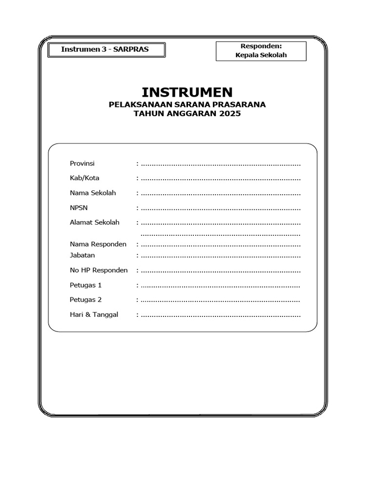 Instrumen Sarana Prasarana 2025 | PDF