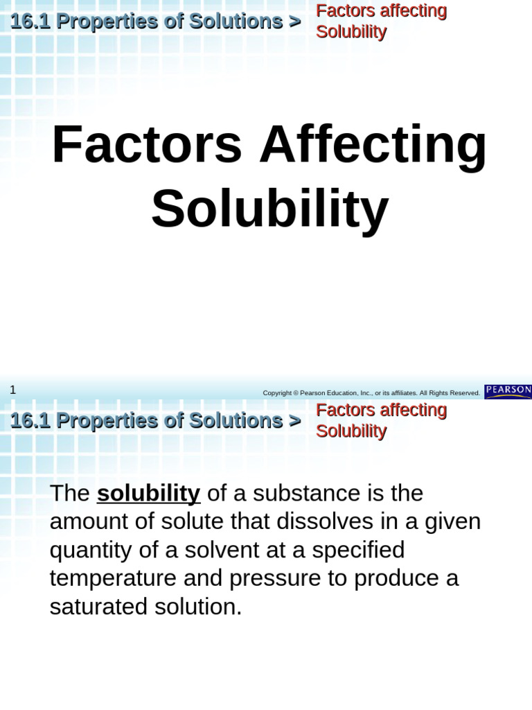 Factors Influencing Solubility Explained | PDF | Solubility | Mixture