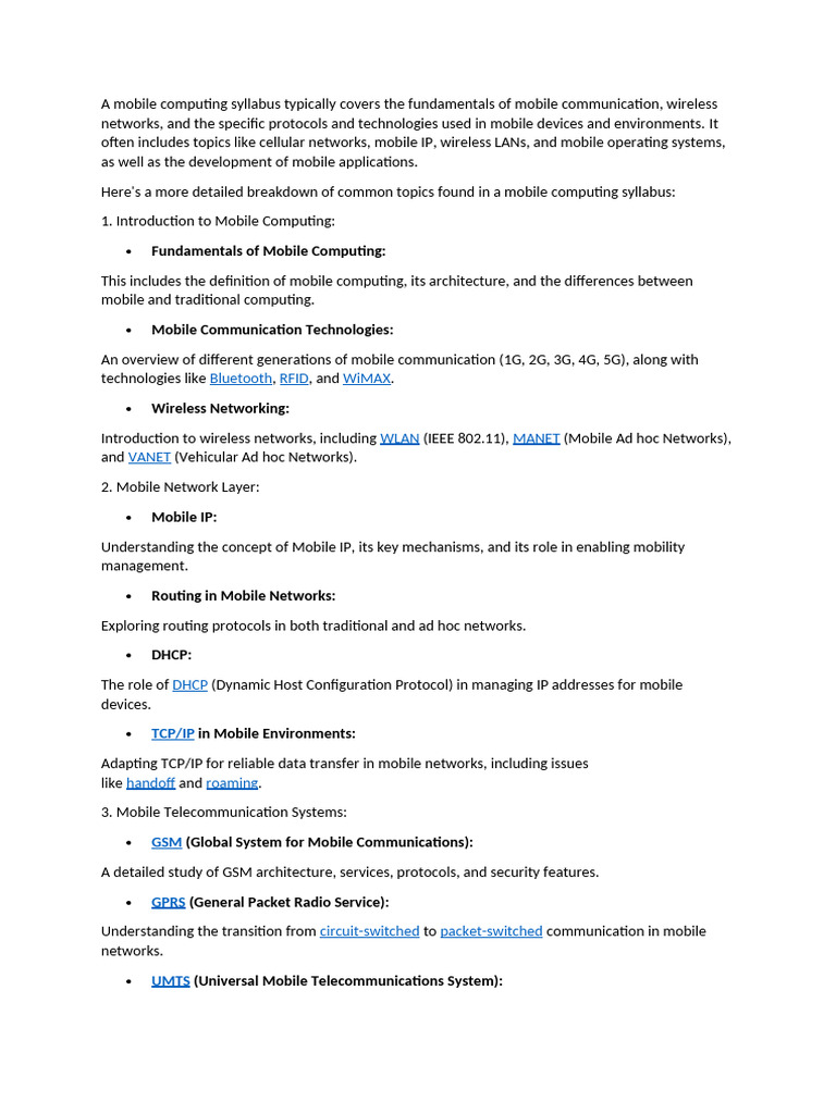 Mobile Computing Course Overview | PDF | Computer Network | Wireless Ad ...