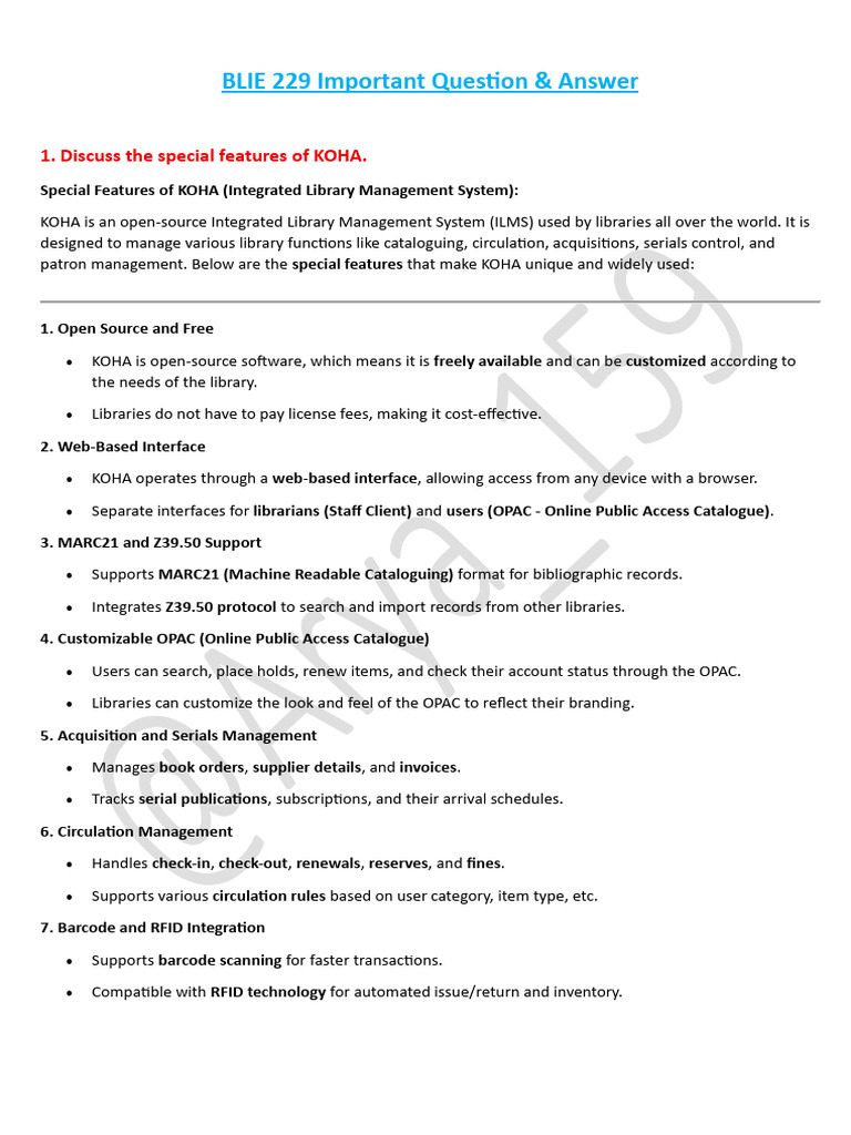 BLIE 229 Important Question and Answer | PDF | Metadata | Digital Library