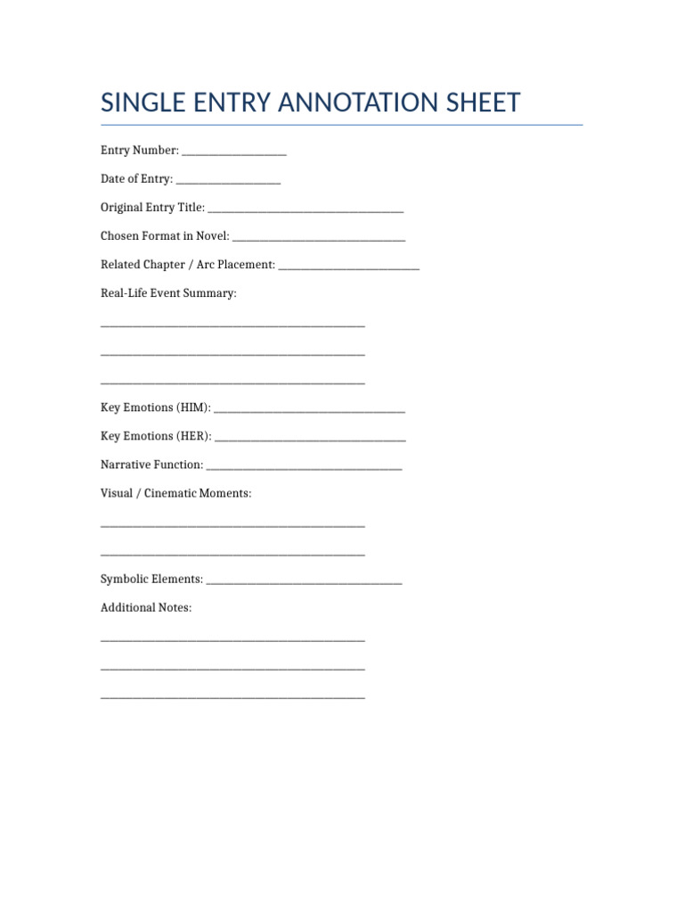 Single Entry Annotation Template | PDF