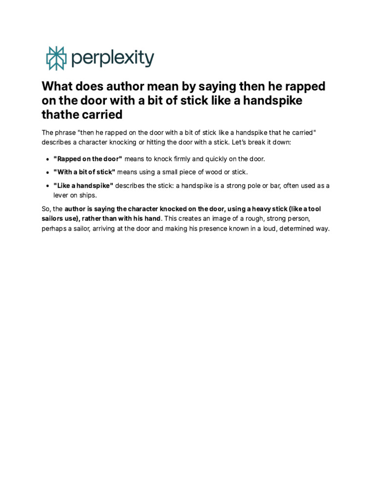What Does Author Mean by Saying Then He Rapped On | PDF