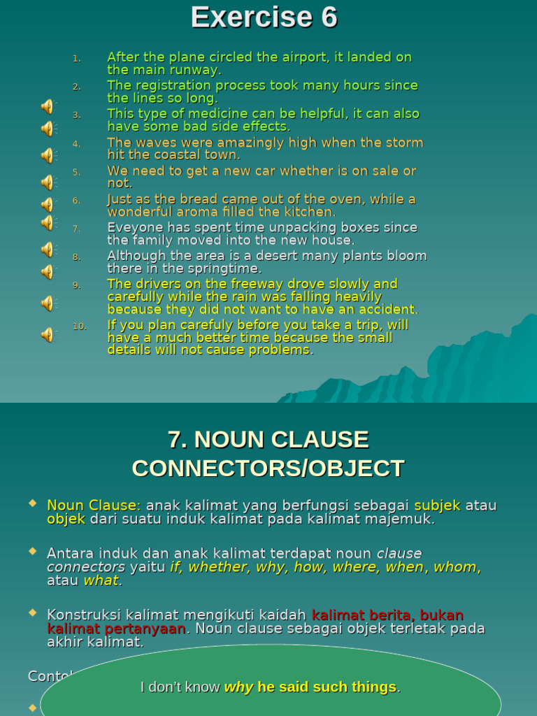 Noun and Adjective Clauses Exercises | PDF | Verb | Semantic Units