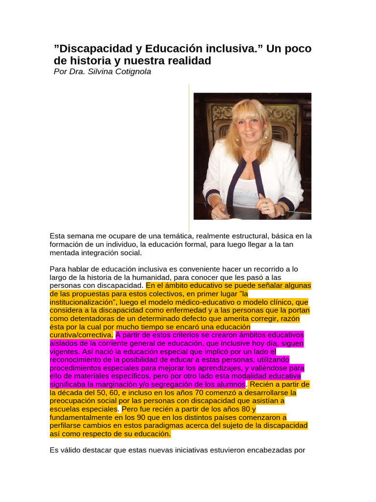 Discapacidad y Su Historia | PDF | Invalidez | Inclusión (Educación)