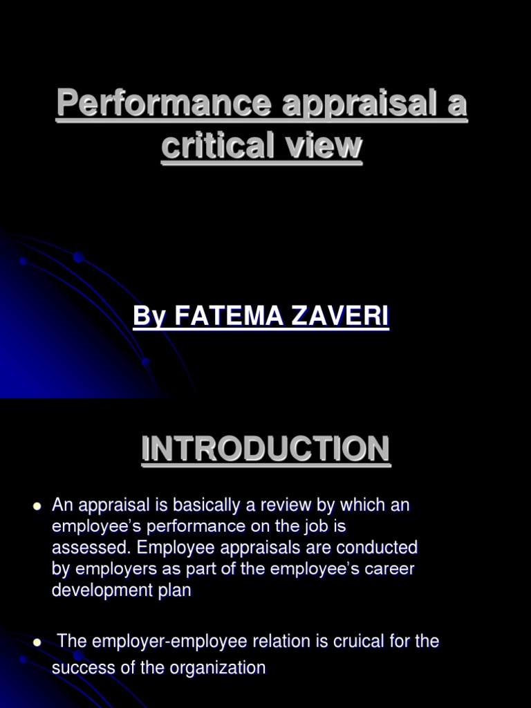 Performance Appraisal A Critical View | PDF | Performance Appraisal ...