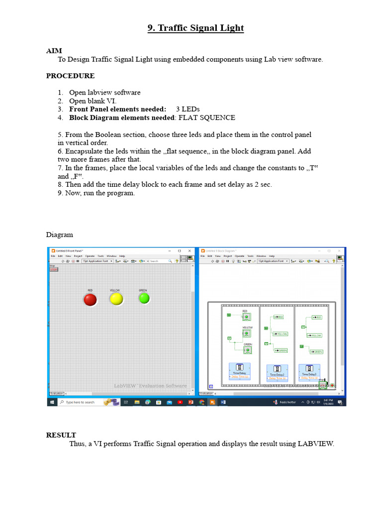 Traffic Signal Light Design in LabVIEW | PDF