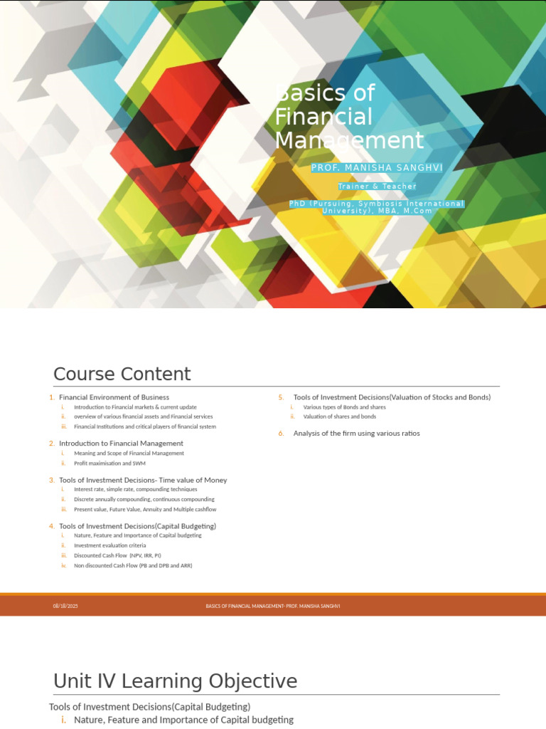 Financial Management Basics Guide | PDF | Capital Budgeting | Net ...