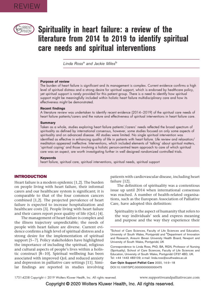 Spiritual Care Needs in Heart Failure | PDF | Caregiver | Palliative Care