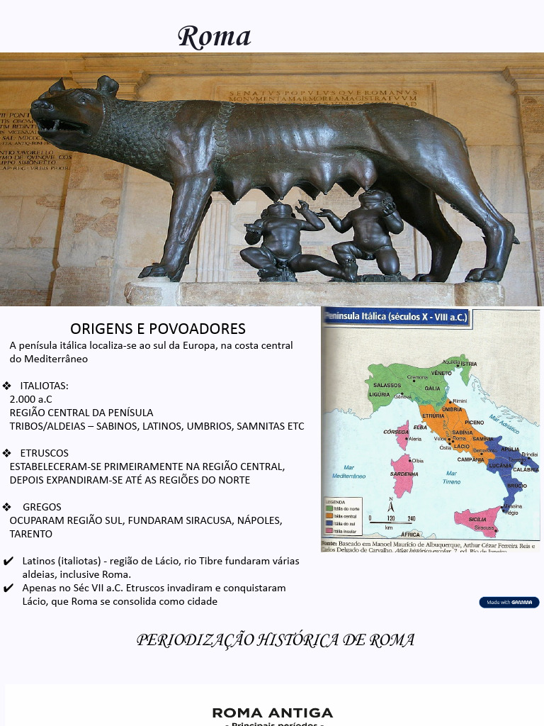 Roma Parte 1 Várias Partes Roma Antiga Roma Monarquia República | PDF ...