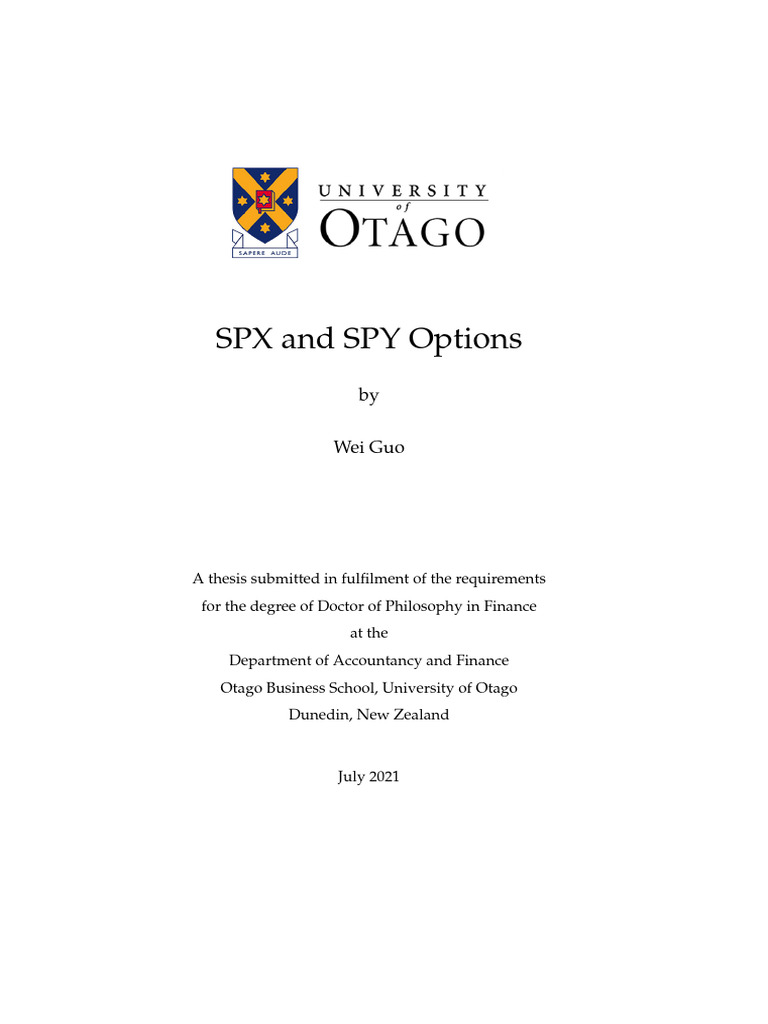 SPX and SPY Options Implied Volatility Analysis | PDF | Option (Finance ...