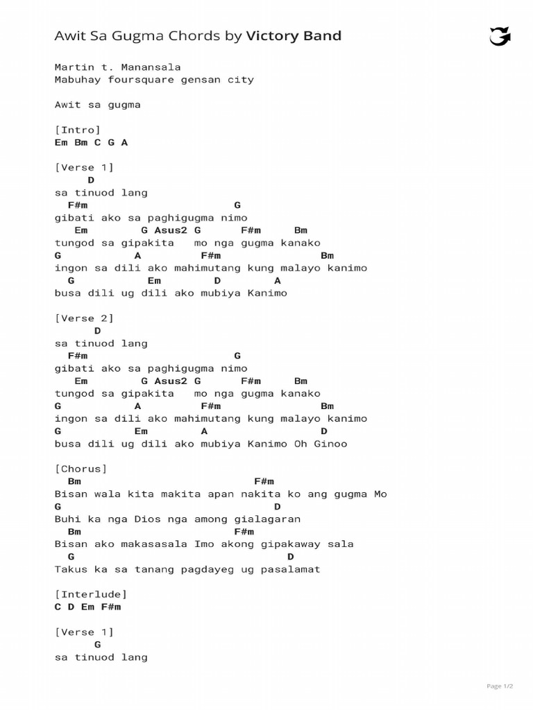 Awit Sa Gugma Chords | PDF