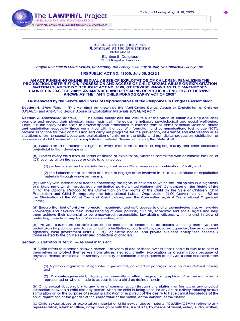 Anti-Online Child Exploitation Act | PDF | Crimes | Crime & Violence