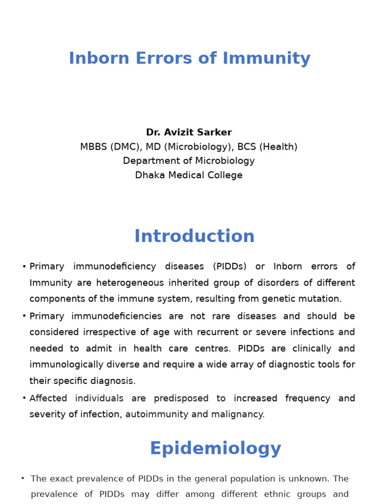 Inborn Errors of Immunity Overview | PDF | Immunodeficiency | Immunology