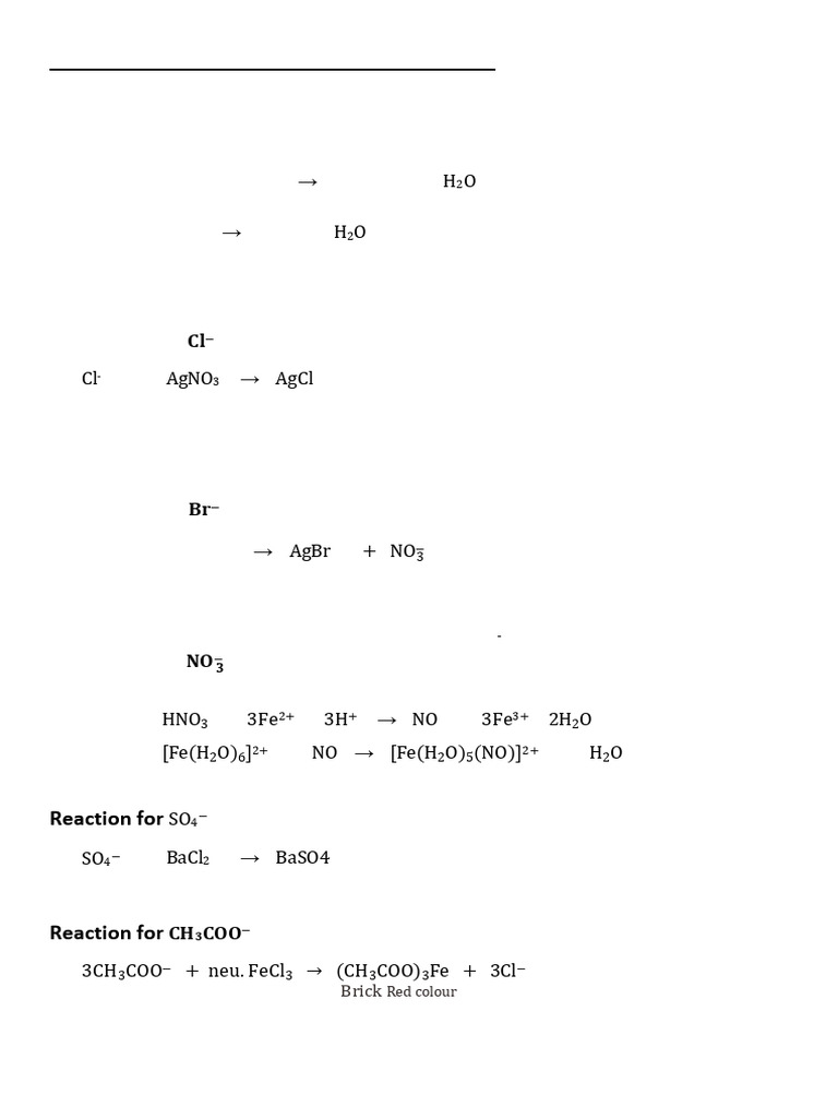Reactions For Anion and Cation | PDF