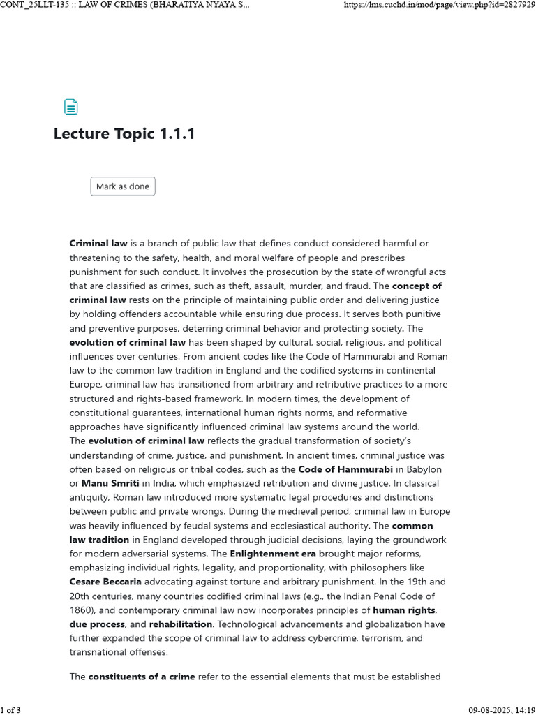 Evolution of Criminal Law Explained | PDF | Criminal Law | Crimes