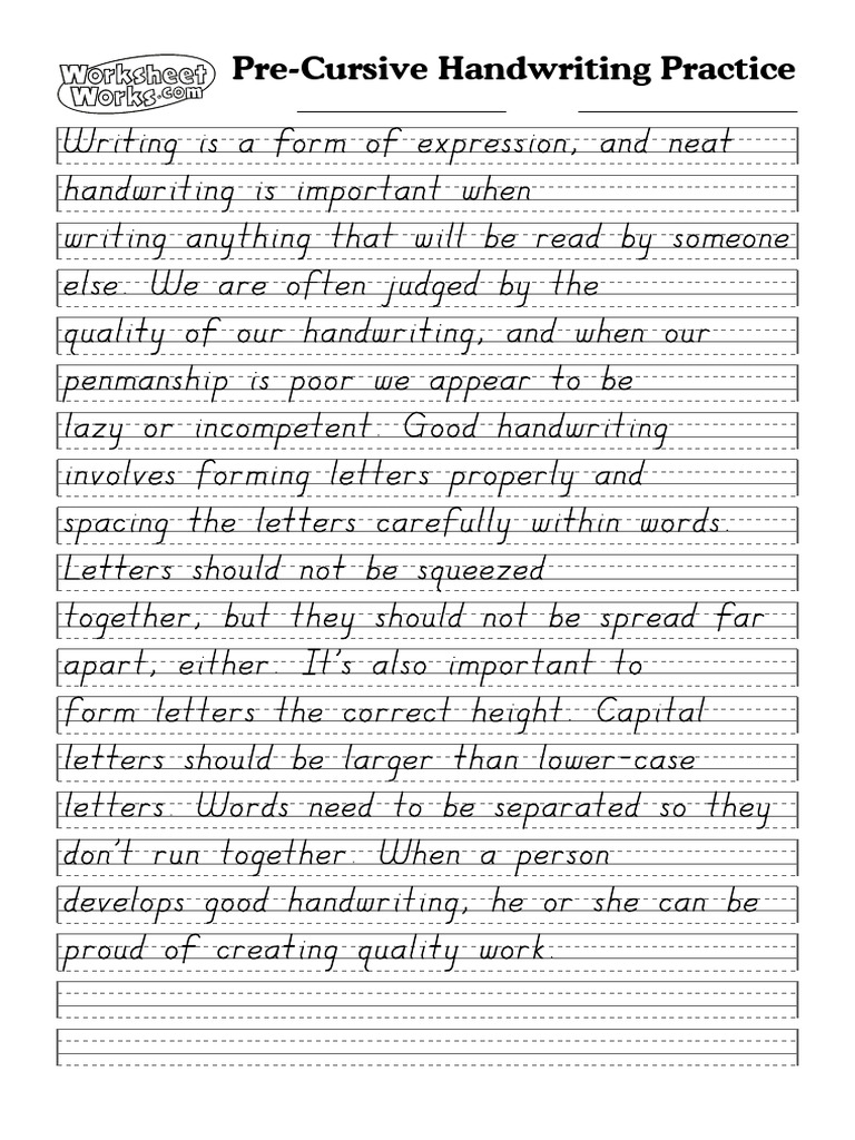 Handwriring Practice Sheet Precursive | PDF