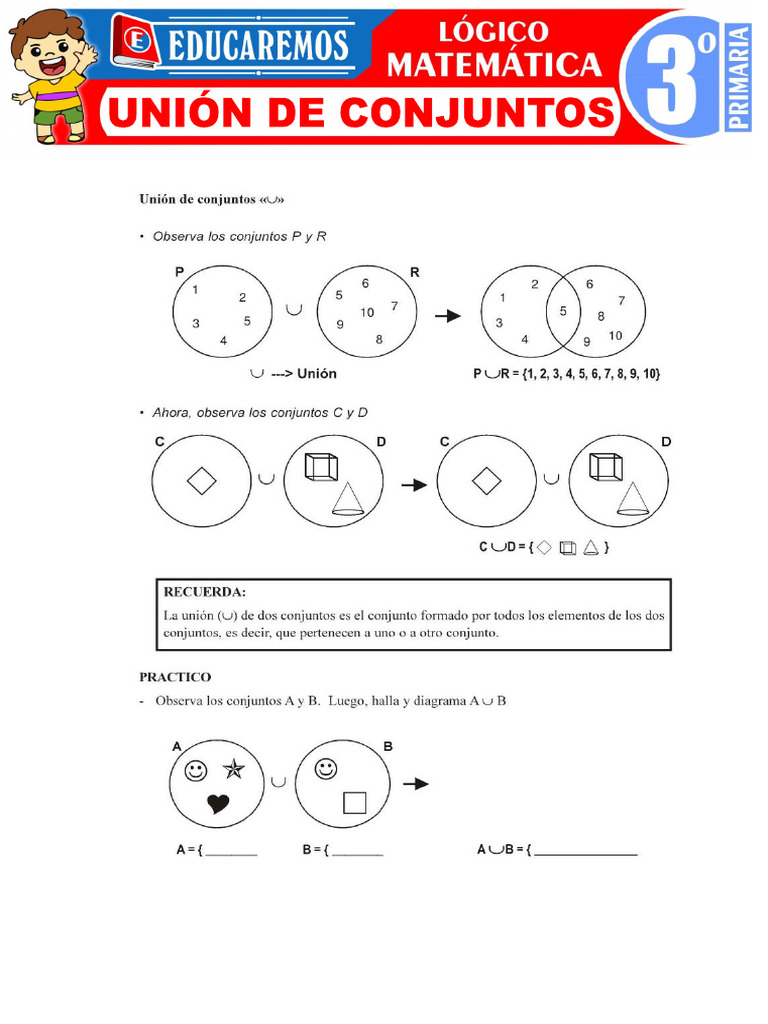 Union de Conjuntos para Tercer Grado de Primaria 1 | PDF