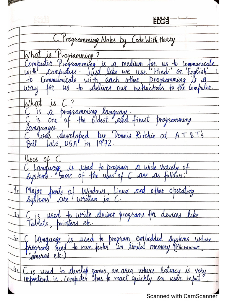 C - Complete - Notes by Code With Harry | PDF