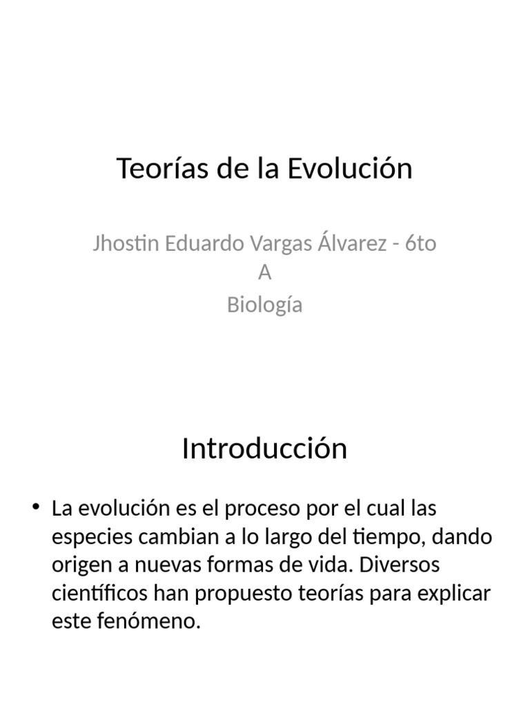Teorías de la Evolución Explicadas | PDF