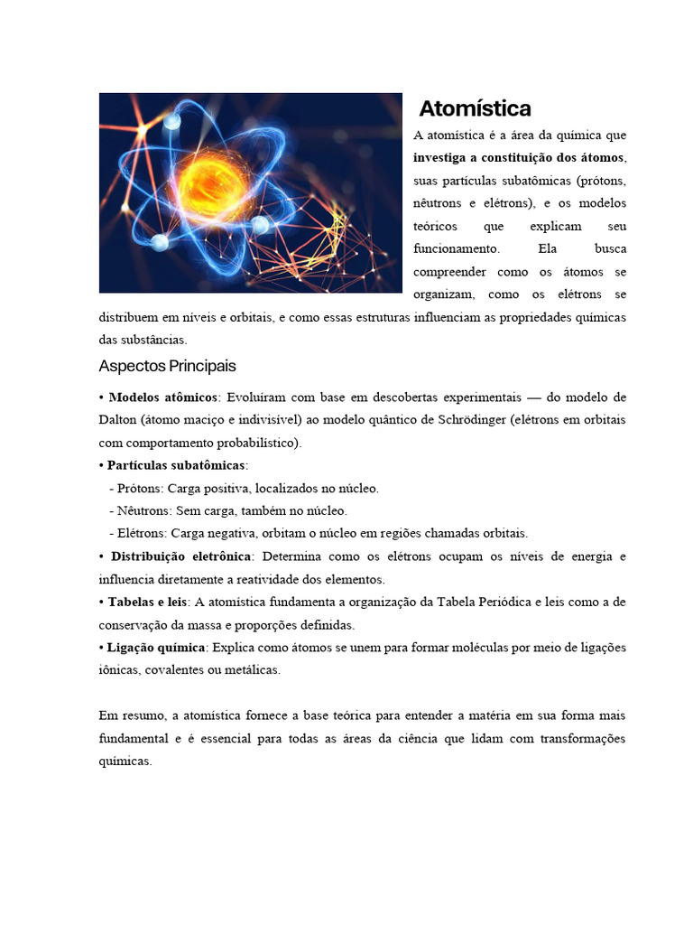 Fundamentos da Atomística Química | PDF