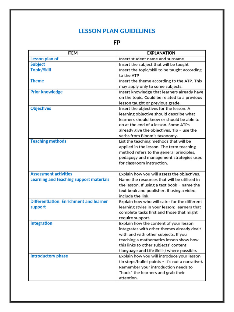 Lesson Plan Guidelines 2025 Pdf Lesson Plan Learning