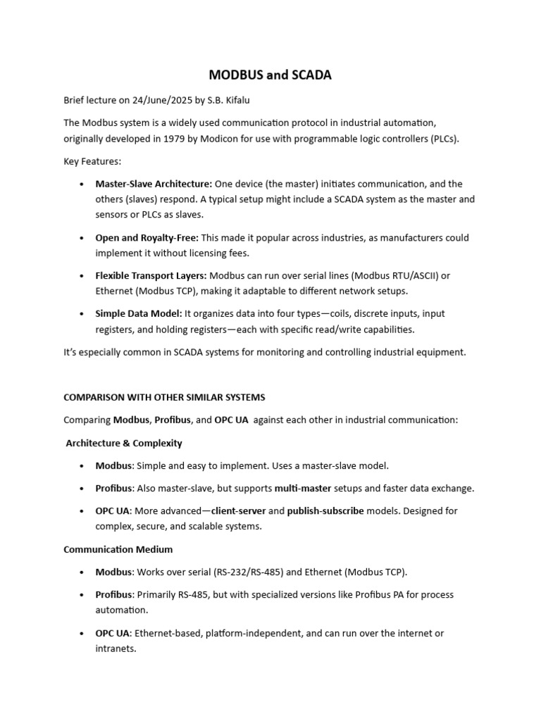 Modbus and Scada Lecture | PDF | Programmable Logic Controller ...