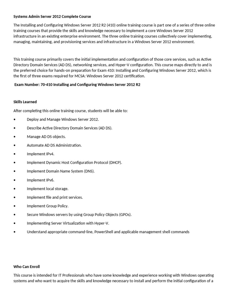 Windows Server 2012 Admin Course | PDF | Group Policy | Active Directory