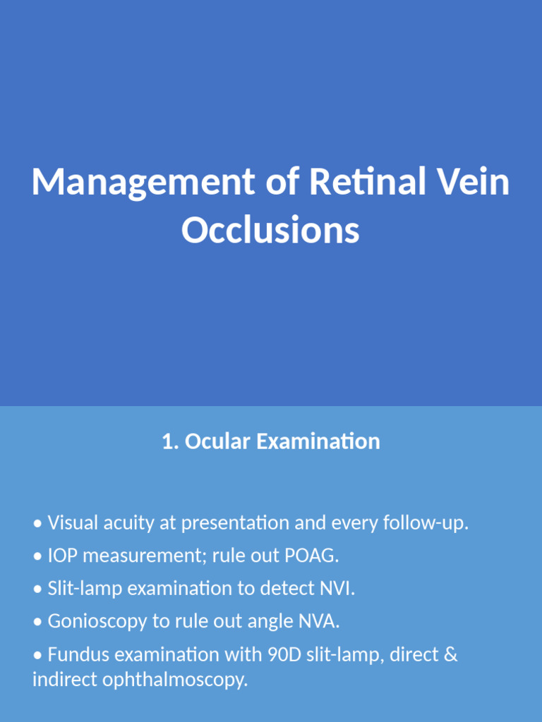 Retinal Vein Occlusion Management Guide | PDF