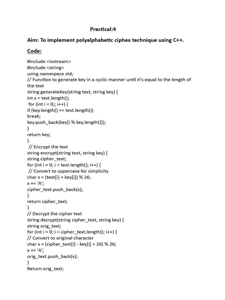 C++ Polyalphabetic Cipher Implementation | PDF