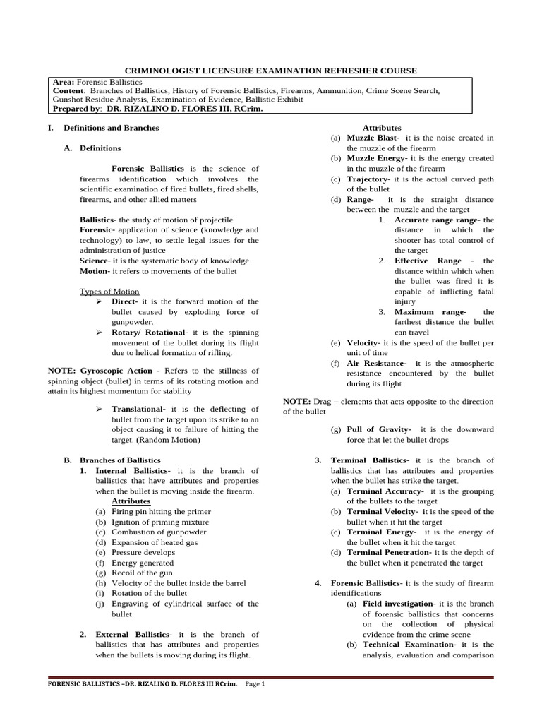 Forensic Ballistics Refresher Course | PDF | Gun Barrel | Firearms