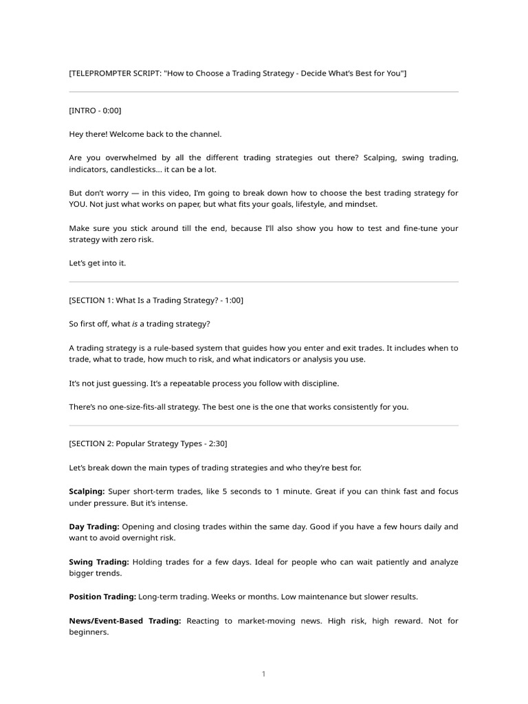 Choose Your Ideal Trading Strategy | PDF