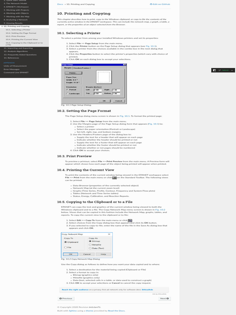 EPANET 2.2 Printing and Copying Guide | PDF | Printer (Computing ...