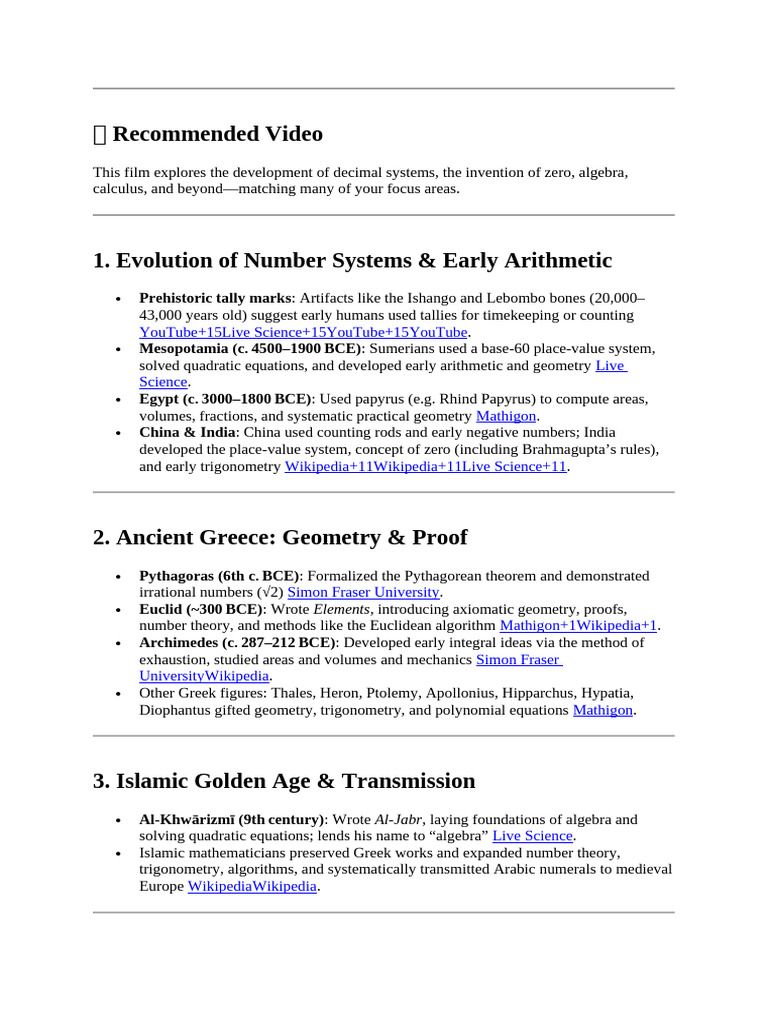 History of Mathematics Evolution | PDF | Numbers | Geometry