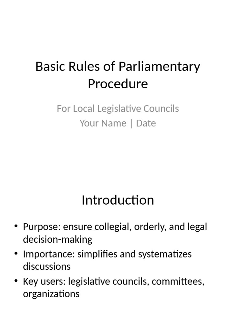 Parliamentary Procedure Guide for Councils | PDF | Parliamentary ...