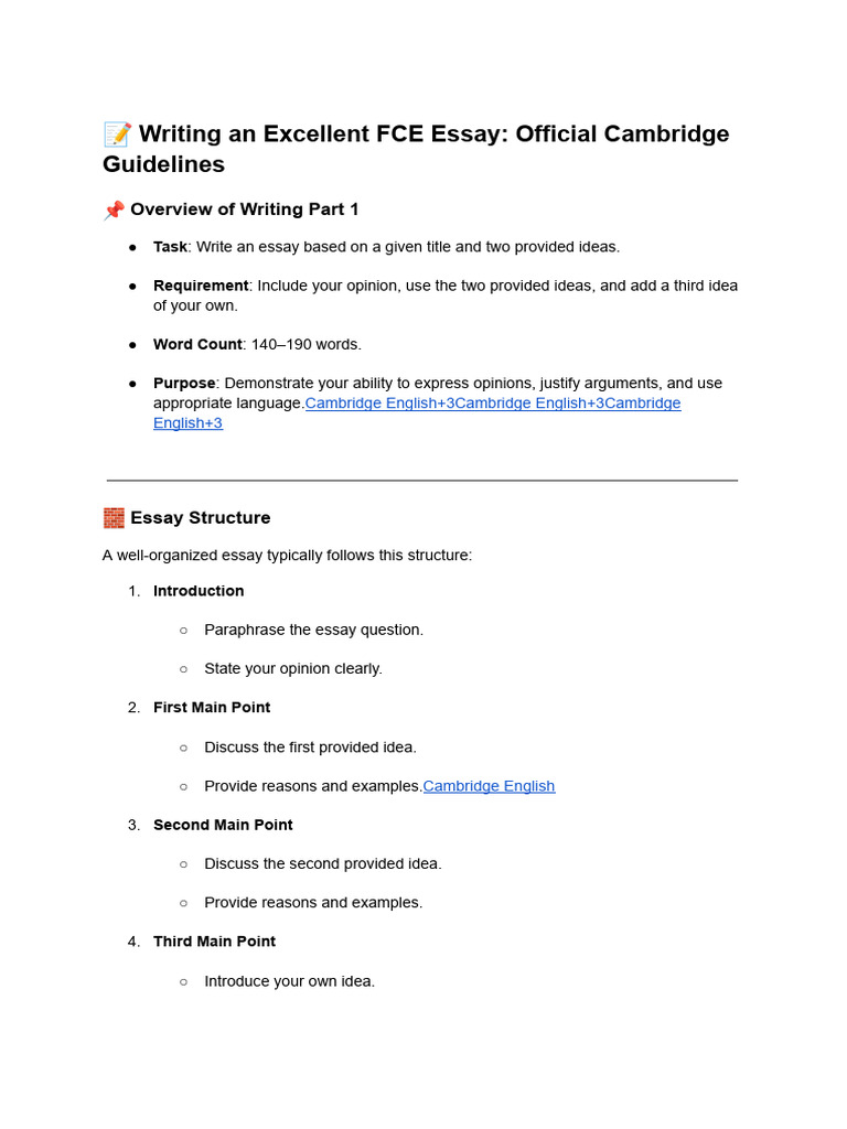 FCE Essay Writing Guidelines: Word Count | PDF | Essays | Reason