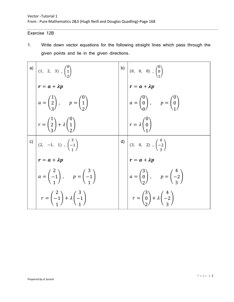 Vector Equations and Line Analysis Guide | PDF