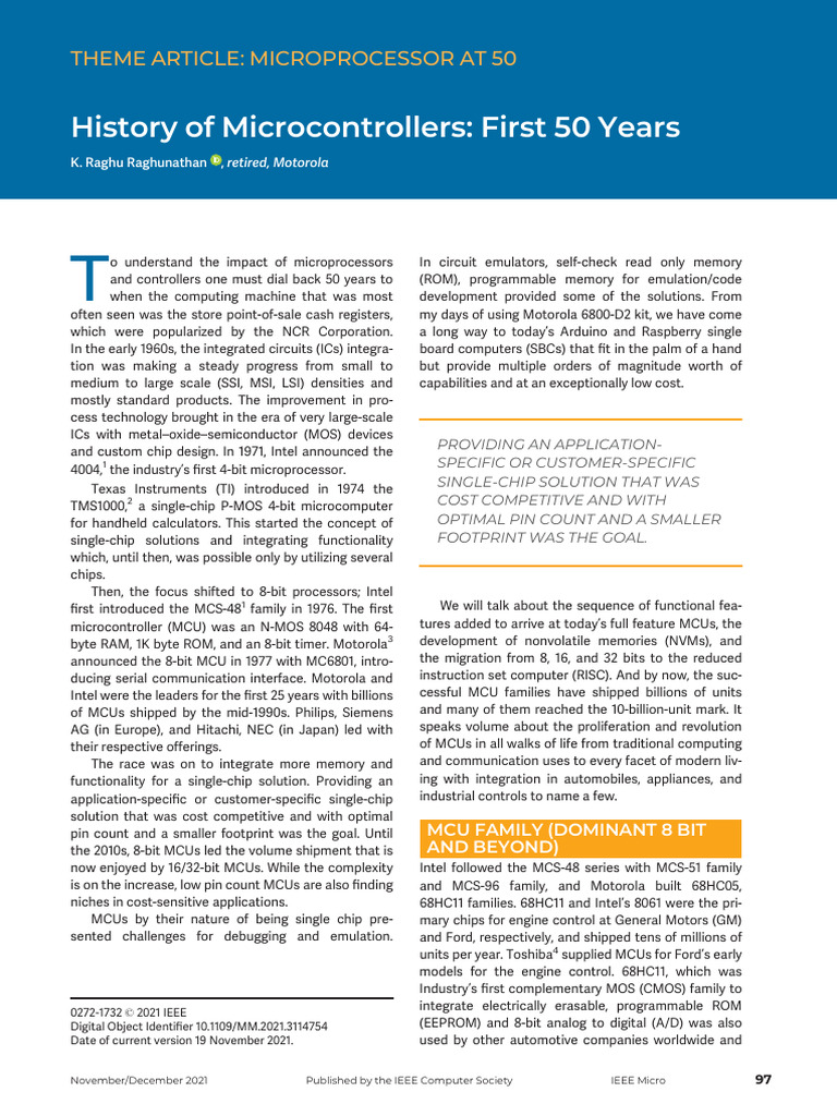 Microcontroller History: 50 Years of Innovation | PDF | Microcontroller ...